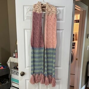 Free People Pink and Blue Striped Long Scarf